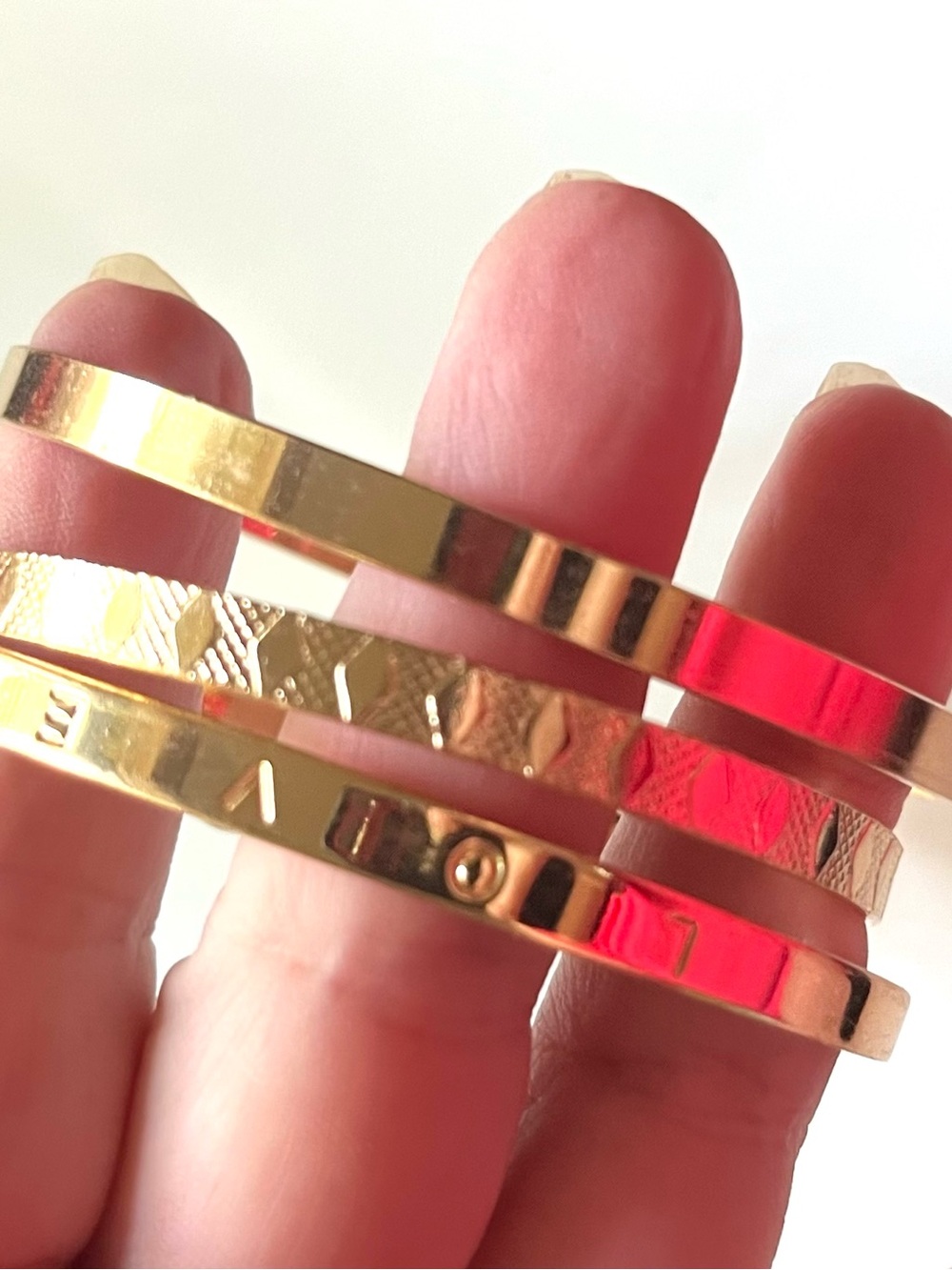 3 Gold-Tone Stackable Bangle Bracelet Set